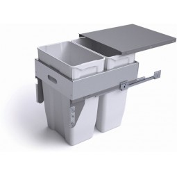 Pull-Out Waste Bin W/Metal Lid, 2 x 35L Bins For 500mm Cab.