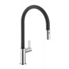 Second Nature Sinks and Taps - Flag J spout tap, pull out, Chrome & Black
