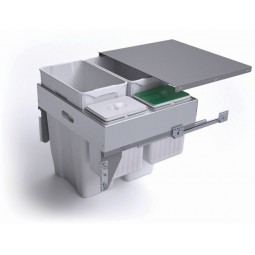 Pull-Out Waste Bin With Metal Lid, 2 x 30 & 2 x 7.5L Bins