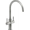 Second Nature Sinks and Taps - Aquerelli J spout tap, dual lever, Brushed Stainless Steel