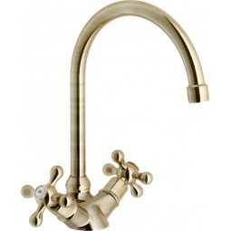 Grazia, dual control swan neck tap, Brushed Bronze